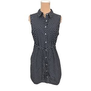 Tommy Hilfiger Polka Dot Dress Women’s 12 Navy White Preppy Classic